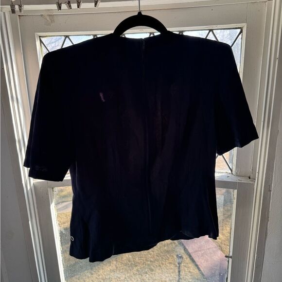 Karin Stevens Blue Boxy Blouse with Peter Pan Collar - Picture 5 of 9